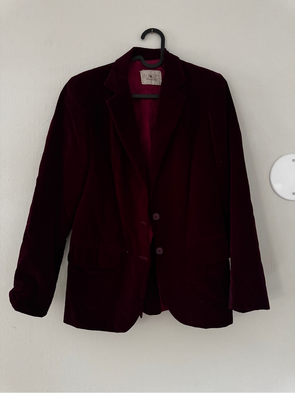 Vintage Women's Velvet Blazer Jacket - Burgundy/Wine